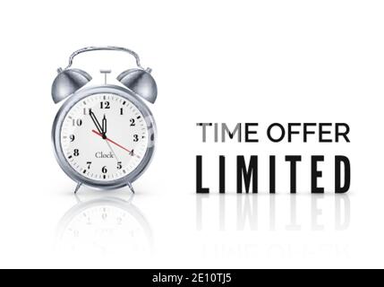 Réveil avec texte de l'offre spéciale et compte à rebours. Bannière d'offre à durée limitée. Grande remise sur les ventes. Vecteur Illustration de Vecteur