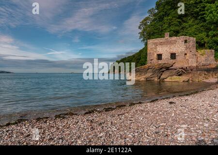L'ancien bain public à Elberry Cove, Torbay, England, UK Banque D'Images