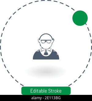homme chauve avec lunettes icône vecteur icône contour modifiable icônes pour le web et les mobiles Illustration de Vecteur