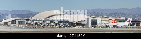 Aéroport international de Los Angeles, image donnant au nord du terminal international LAX Bradley le jour de l'an. Banque D'Images