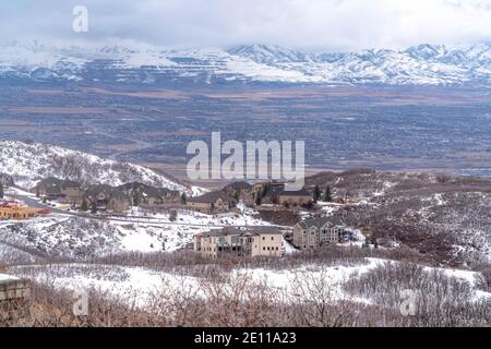 Communauté Hill Top avec vues panoramiques sur Wasatch Mountain et Utah Valley Banque D'Images