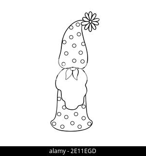 Mignon contour gnome petite fantaisie créature pour Saint-Valentin simple dessin animé vecteur illustration, conception plate pour l'amour, émotions cartes de vœux de vacances, invitations, bannières, créature romantique conte de fées Illustration de Vecteur