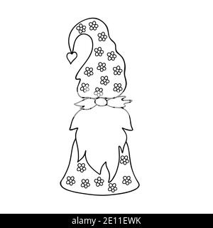 Mignon contour gnome petite fantaisie créature pour Saint-Valentin simple dessin animé vecteur illustration, conception plate pour l'amour, émotions cartes de vœux de vacances, invitations, bannières, créature romantique conte de fées Illustration de Vecteur