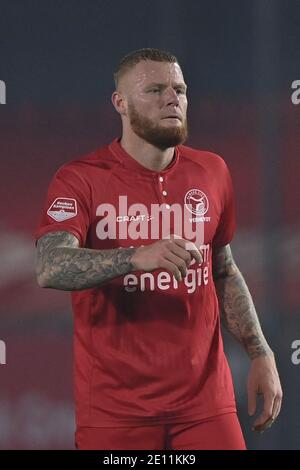 ALMERE, PAYS-BAS - 2 JANVIER : Thomas Verheydt de Almere City FC pendant le match hollandais de Keukenkampioendivisiie entre Almere City FC et de Graafsch Banque D'Images