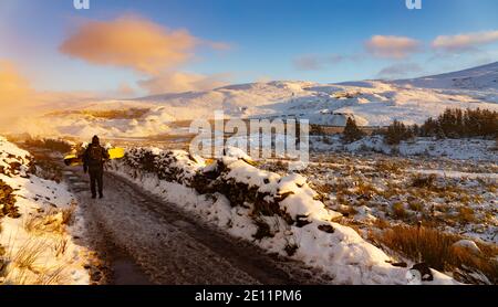 Moel Eilio, près de Waunfawr et Llanberis, Gwynedd, au nord du pays de Galles. Proche voisin du Mont Snowdon. Image prise le 31 décembre 2020 pendant le verrouillage Covid. Banque D'Images