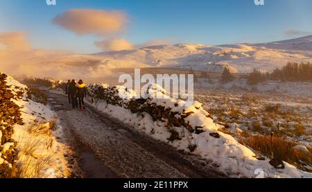 Moel Eilio, près de Waunfawr et Llanberis, Gwynedd, au nord du pays de Galles. Proche voisin du Mont Snowdon. Image prise le 31 décembre 2020 pendant le verrouillage Covid. Banque D'Images