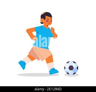 petit garçon arabe jouant au football sain style de vie enfant concept plein illustration du vecteur isolé de longueur Illustration de Vecteur