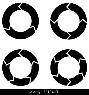 Ensemble de diagrammes circulaires avec rotation. Noir sur fond blanc. Illustration de Vecteur