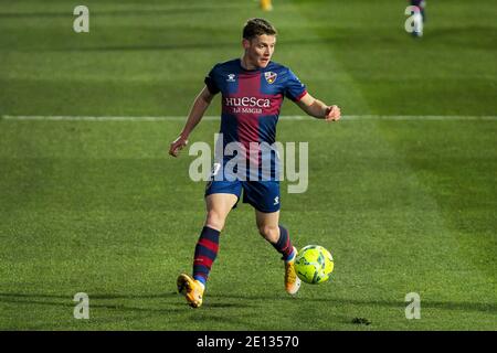 Sergio Gomez de SD Huesca pendant le championnat d'Espagne la Ligue football match entre SD Huesca et FC Barcelone le 03 janvier 2021 au stade El Alcoraz à Huesca, Espagne - photo Irina R Hipolito / Espagne DPPI / DPPI / LM Banque D'Images