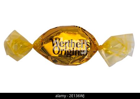 Werther's original doux isolé sur fond blanc - Werthers original doux Banque D'Images