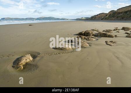 Moeraki Boulders sur Koekohe Beach Otago Nouvelle-Zélande Banque D'Images