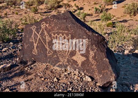 Pétroglyphes à Boca Negra Canyon, Monument national Petroglyph, Albuquerque, New Mexico, USA Banque D'Images