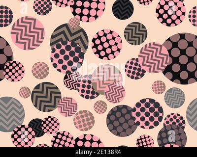Motif géométrique à l'intérieur des cercles motif sans couture dans le style des années 80. Formes géométriques. Fond rétro pour papier d'emballage, imprimé, fabri Illustration de Vecteur