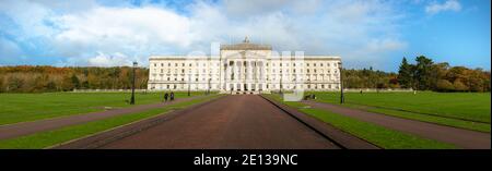 Panorama du Parlement Stormont en Irlande du Nord, Royaume-Uni. Banque D'Images