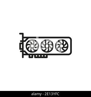 Icône vecteur de carte vidéo d'ordinateur. Affiche plate remplie pour le concept mobile et la conception de sites Web. Icône solide simple de pièces d'ordinateur. Symbole, illustration du logo. Pixe Illustration de Vecteur