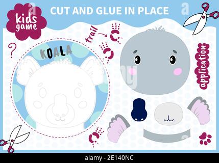 Application de jeu d'animaux de compagnie pour enfants coupée et colle en place Feuilles de travail pour les élèves d'âge préscolaire et les élèves de l'école primaire.page lue et mise en correspondance pour les enfants Illustration de Vecteur