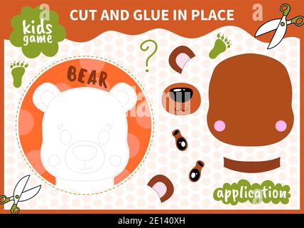 Application de jeu d'animaux de compagnie pour enfants coupée et colle en place Feuilles de travail pour les élèves d'âge préscolaire et les élèves de l'école primaire.page lue et mise en correspondance pour les enfants Illustration de Vecteur