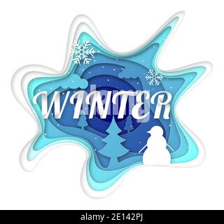 Vector Winter dans le style de l'art papier Illustration de Vecteur