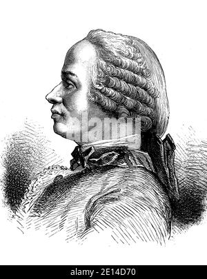 Jean-Baptiste le rond d'Alembert, 16 novembre 1717 -29 octobre 1783, mathématicien, mécaniste, physicien, philosophe et théoricien de la musique français / Jean-Baptiste le rond, 16. Du 1717 au 29 novembre. Oktober 1783, ein französischer Mathematiker und Physiker und ein Philosoph der Aufklärung, Historisch, historique, numérique reproduction améliorée d'un original du 19ème siècle / digitale Reproduktion einer Originalvorlage aus dem 19. Jahrhundert, Banque D'Images