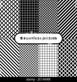 Collection de motifs géométriques minimalistes sans couture. Noir et blanc. Illustration de Vecteur