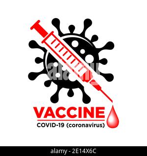 Icône seringue médicale en plastique avec aiguille sur le panneau d'avertissement. Concept plat de vaccination, injection, illustration vectorielle isolée Illustration de Vecteur