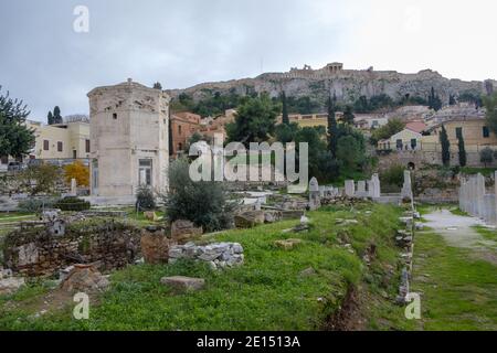 Athènes - décembre 2019 : agorà romain Banque D'Images