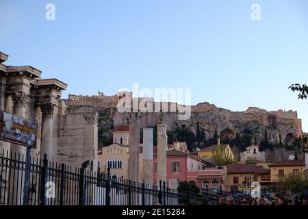 Athènes - décembre 2019 : vue sur l'Acropole Banque D'Images