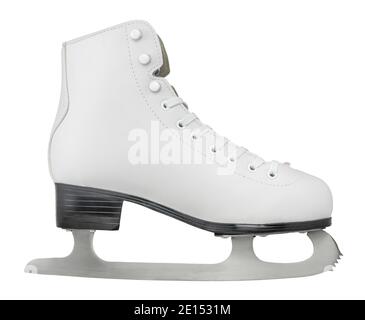 Chaussure de patinage sur glace en cuir blanc Isoated sur fond blanc Banque D'Images