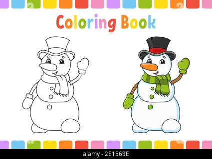 Livre de coloriage pour les enfants. Caractère joyeux. Vector illustration. Cute cartoon style. Page de fantaisie pour les enfants. Silhouette contour noir. Isolé sur Illustration de Vecteur