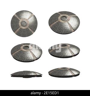 Illustration 3D d'un OVNI, d'un objet volant non identifié ou d'une soucoupe volante, dans des cas ajustés en perspective, pour des œuvres de science-fiction ou interstellaire Banque D'Images