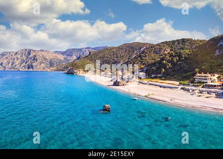 La plage de Chiliadou dans l'île d'Evia, Grèce Banque D'Images