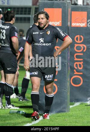 Heymans Cedric de Stade Toulousain pendant le match de rugby Top 14 français, USAP vs Stade Toulousain au stade aime Giral de Perpignan, au sud de la France sur avril 1, 2011. Toulouse a gagné 25-24. Photo de Michel Clementz/ABACAPRESS.COM Banque D'Images