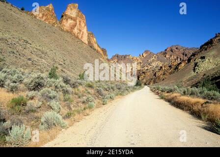 Leslie Gulch Road, Leslie Gulch secteur de préoccupation environnementale critique, Vale District Bureau of Land Management, Oregon Banque D'Images