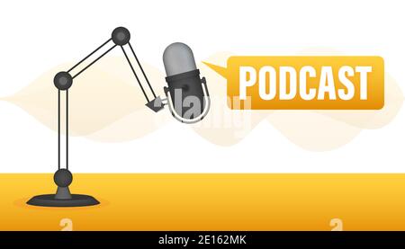 Badge de podcast, icône, tampon, logo. Illustration vectorielle. Illustration de Vecteur