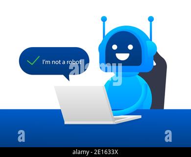 CAPTCHA, je ne suis pas un robot sur l'écran de l'ordinateur portable. Illustration de vecteur Illustration de Vecteur