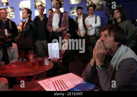 Nicolas Hulot, candidat déclaré pour l'élection présidentielle assiste à un débat organisé par le collectif de "l'appel du 21 avril" à Paris, France, le 21 avril 2011. Ce collectif réclame un candidat unique sur le parti de gauche et demande que tous les candidats ont commencé par un "pacte générationnel". Photo de Stephane Lemouton/ABACAPRESS.COM Banque D'Images