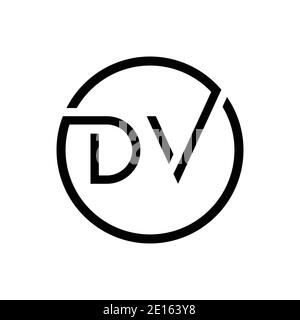 Original DV Letter logo Creative Typographie Vector Template. Design du logo Creative Circle Letter DV Illustration de Vecteur