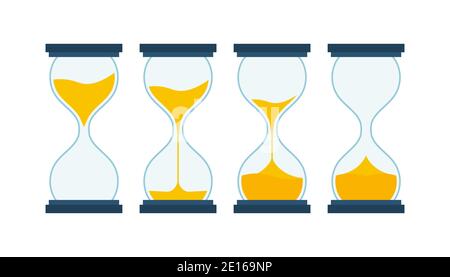 Collection HourGlass. Sablier avec minuterie en verre comme compte à rebours. Illustration du stock vectoriel. Illustration de Vecteur