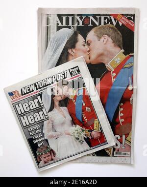 New York journaux rapportant le mariage royal du Prince William et de Catherine Middleton à New York, NY le 1er mai 2011.photo par Charles Guerin/ABACAPRESS.COM Banque D'Images