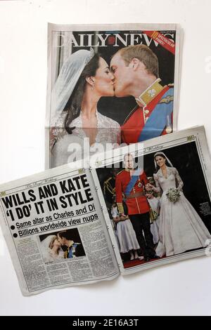 New York journaux rapportant le mariage royal du Prince William et de Catherine Middleton à New York, NY le 1er mai 2011.photo par Charles Guerin/ABACAPRESS.COM Banque D'Images