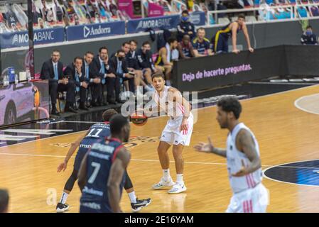 Andorre-la-Vieille, Andorre: 2021 janvier 4: Nicolás Laprovittola du Real Madrid en action dans le match de la Ligue ACB Endesa entre Mora Banc Andorre vs R. Banque D'Images