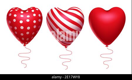 Jeu de vecteurs d'élément de Saint-Valentin coeurs. Ballons rouges et blancs élément de coeur isolé dans fond blanc pour la décoration de coeur de ballons de Saint-Valentin. Illustration de Vecteur