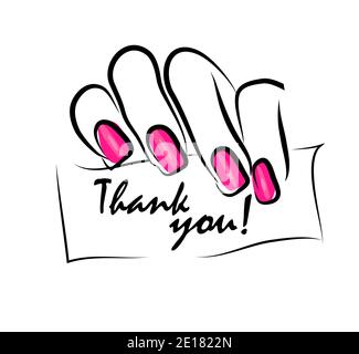 La main de la femme tient un signe. Merci. Illustration vectorielle Illustration de Vecteur