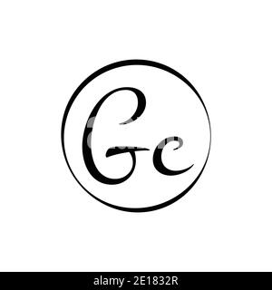 Lettre de script GC initiale logo modèle vectoriel de typographie créative. Design du logo Creative script Letter GC Illustration de Vecteur