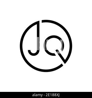 Modèle de vecteur de création de logo JQ de la lettre créative. Design du logo JQ de la lettre circulaire initiale Illustration de Vecteur