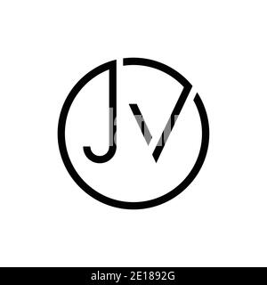 Modèle de scénario de logo JV de la lettre créative. Design du logo JV de la lettre circulaire initiale Illustration de Vecteur