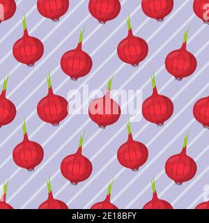 illustration vectorielle de motif légumes sans couture à motif oignon rouge Illustration de Vecteur