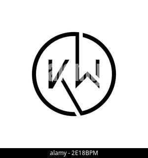 Modèle vectoriel de conception de logo kW de lettre liée. Creative Circle kW minimal, logo plat Design Vector Illustration Illustration de Vecteur