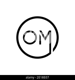 Modèle vectoriel de conception de logo OM de lettre circulaire initiale. Résumé Design minimal de logo lettre OM Illustration de Vecteur