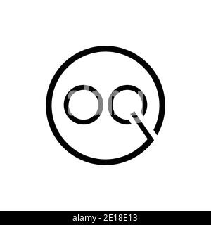 Modèle vectoriel de conception de logo OQ de la lettre circulaire initiale. Résumé Design de logo lettre OQ minimale Illustration de Vecteur
